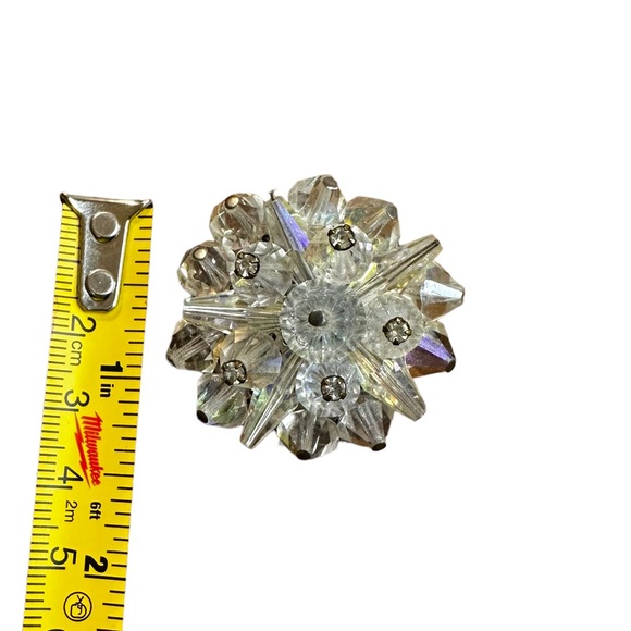 Vintage AB Cluster Beaded Prong Set Rhinestone Brooch - Picture 4 of 4